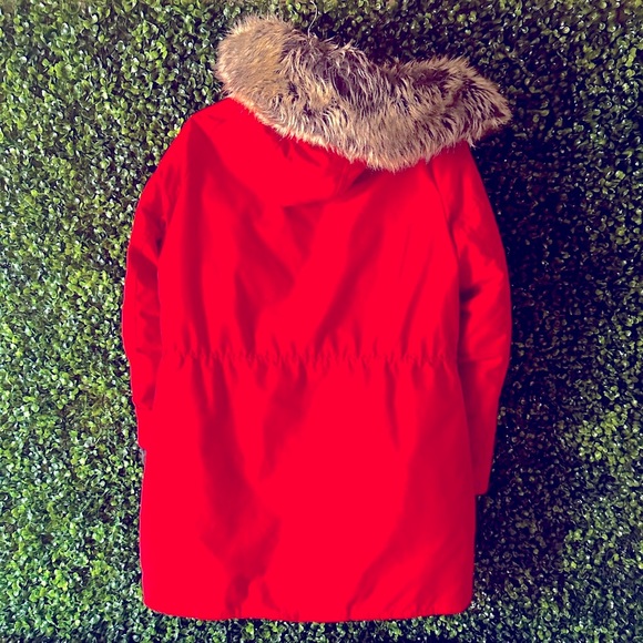 BCBGeneration Red Hooded Coat w/ Detachable Faux Fur & Black Sweater Cuf… - Picture 2 of 6